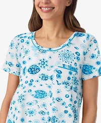 Cuddl Duds Women's Short-Sleeve Top and Cropped Pajama Pants