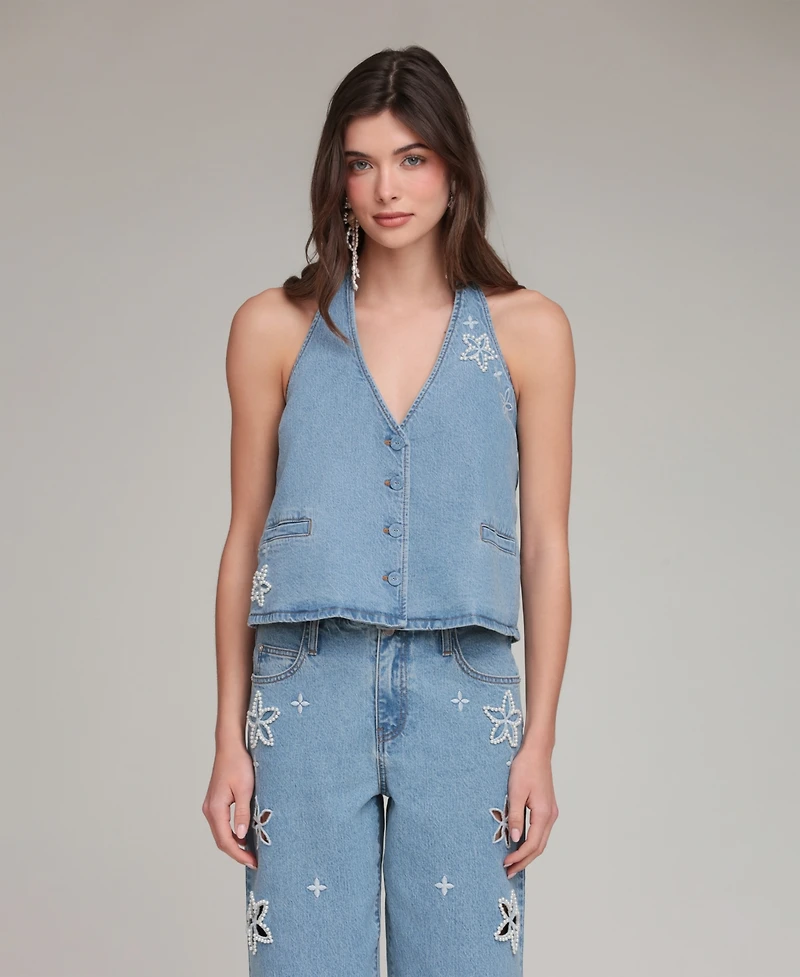 Avec Les Filles Women's Halter V-Neck Vest