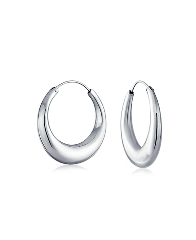 Bling Jewelry Simple Plain Circle Crescent Tapered Tube Hollow Puff Tube Round Hoop Earrings Sterling Silver