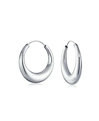 Bling Jewelry Simple Plain Circle Crescent Tapered Tube Hollow Puff Tube Round Hoop Earrings Sterling Silver