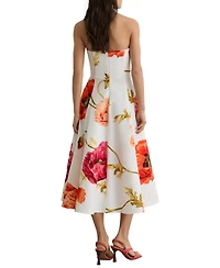 Reiss Women's Cotton Floral Bustier Midi Dress with Stretch