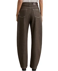 Reiss Women's Barrel-Leg Topstitched Jeans