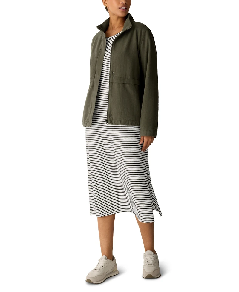 Eileen Fisher Women's Round Neck Short-Sleeve Midi Dress, Regular and Plus