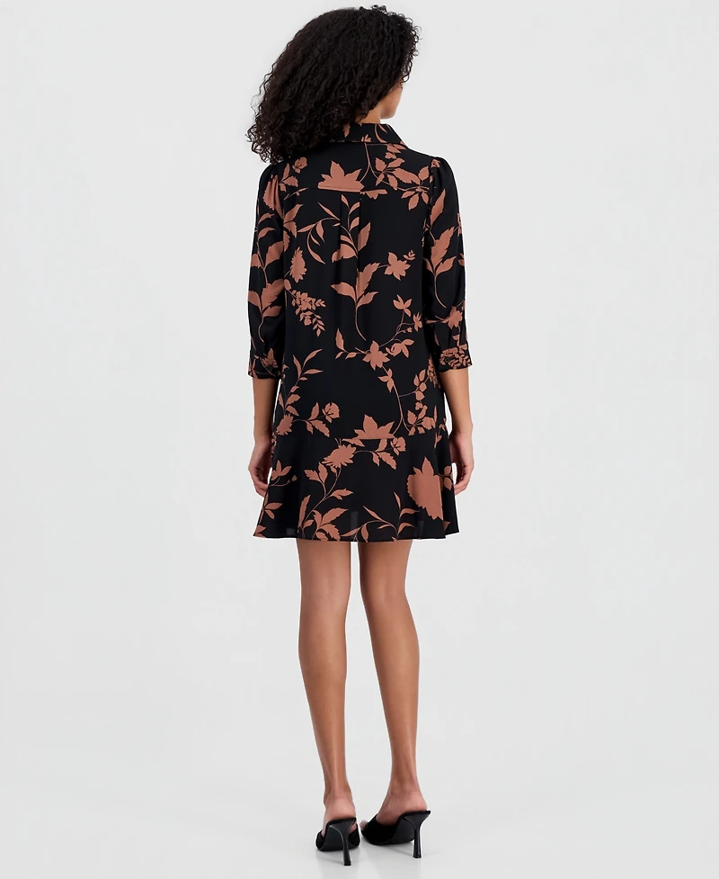 Robbie Bee Petite Printed Ruffle-Hem Scuba Dress
