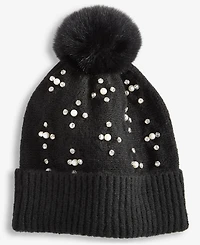 I.n.c. International Concepts Women's Imitation-Pearl Cable-Knit Beanie, Macy's Exclusive