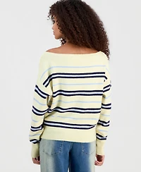 Madden Girl Juniors' Slouchy Off-The-Shoulder Striped Sweater