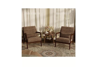 gaomon 2-Piece Chenille Accent Chairs, Mid-Century Style, Sturdy Wooden Frame, Comfortable Reading Chair with Lumbar Pillow