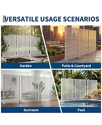 6x4FT Outdoor Metal Privacy Screen, Louvered Decorative Privacy Fence, Steel Garden Partition with Hooks and Ground Anchors