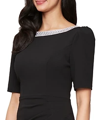 Alex Evenings Petite Embellished-Neck Ruffle Gown