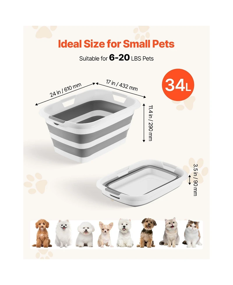 Cozito Collapsible Dog Bathtub Pet Bathing Grooming Wash Station with Drainage Hole