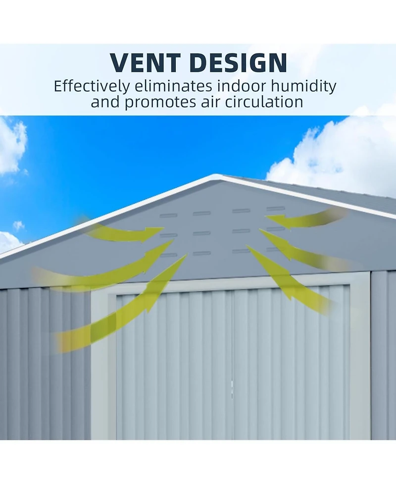 gaomon Metal Shed, Outdoor Garden Tool Storage Shed with Lockable Doors, Large Metal Shed with Sturdy Frame Structure, for Backyard Patio