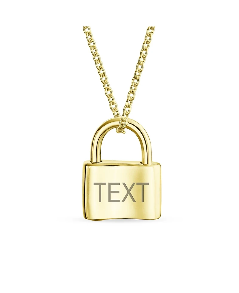 Bling Jewelry Functional Lock Pendant Charm Lovers Padlock Necklace Gold Plated Sterling Silver 16 Inch