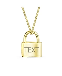 Bling Jewelry Functional Lock Pendant Charm Lovers Padlock Necklace Gold Plated Sterling Silver 16 Inch