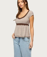 Edikted Women's Sady Contrast Striped Babydoll Top