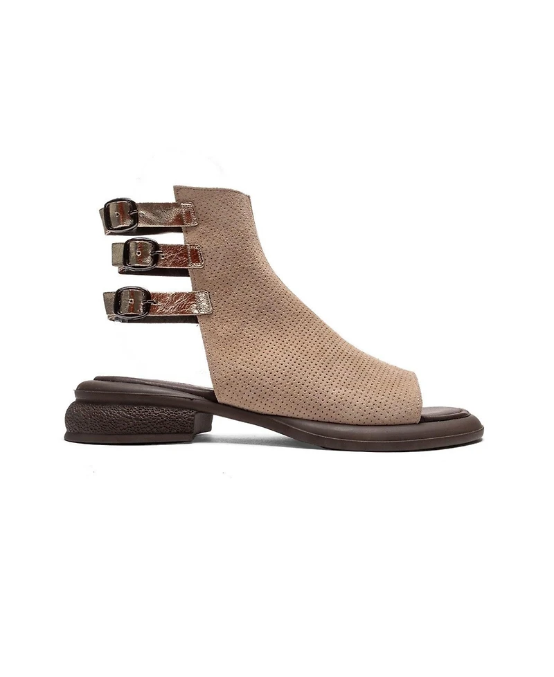 Forever & Always Shoes Women's Carina Leather Side Zip Sandal