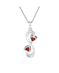 Bling Jewelry Forever Love Double Ruby Cubic Zirconia Infinity Hearts Necklace Pendant Sterling Silver