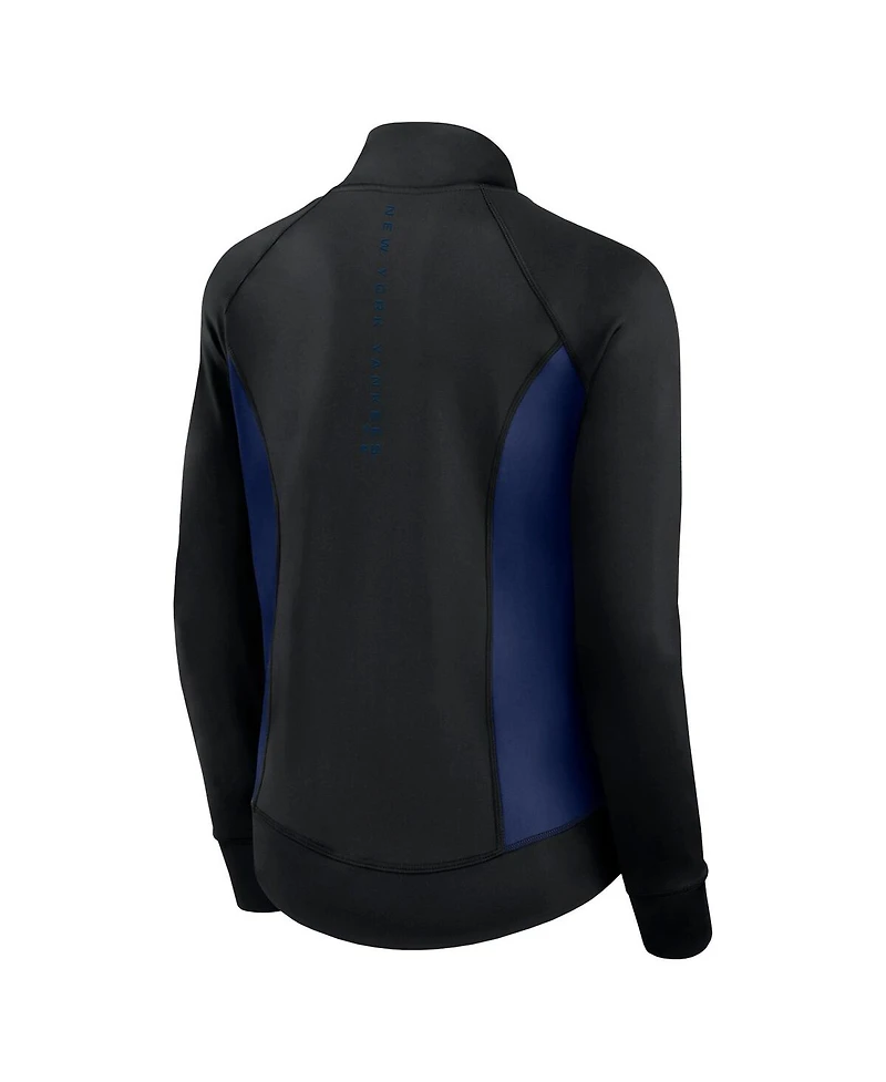 Fanatics Women's Black New York Yankees Studio Fitted Full-Zip Gym Track Jacket