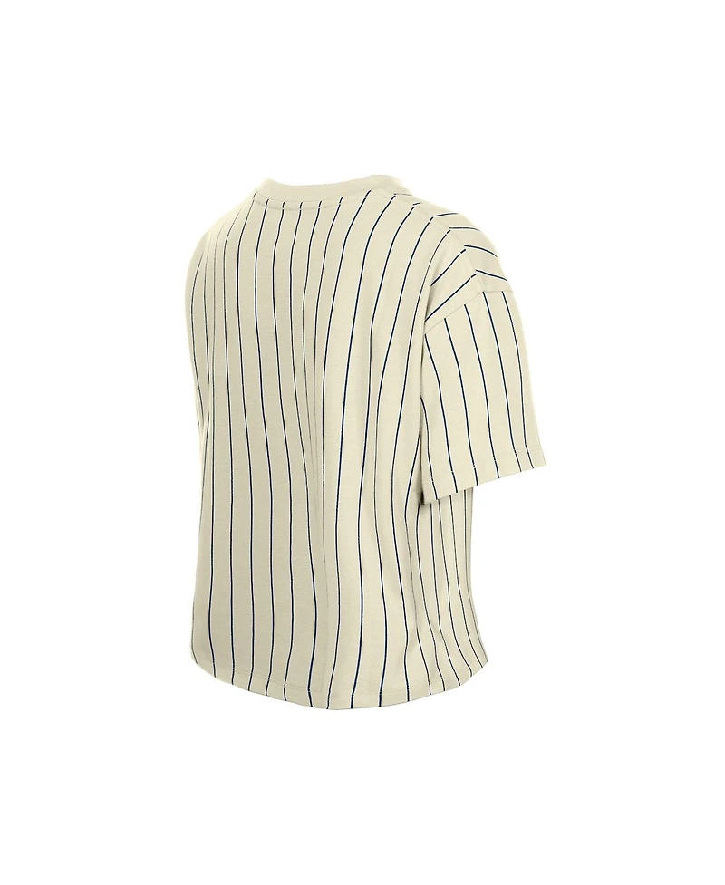 New Era Women's Cream New York Yankees Throwback Boxy T-Shirt
