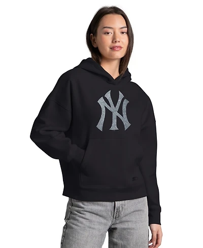 Starter Women's Black New York Yankees Fleece Rhinestone Hoodie