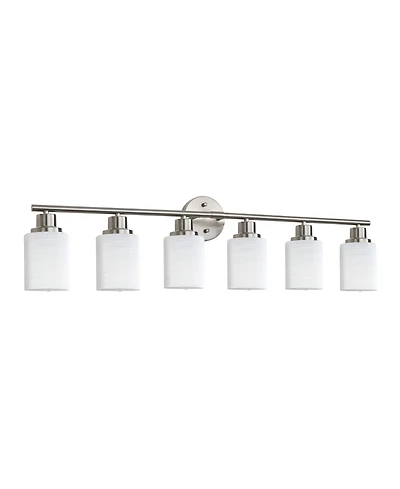 Busdays 39 Inch Modern 6 Light Vanity Wall Sconce Brushed with Frosted Glass Shades for Bathroom or Hallway Lighting No Bulbs