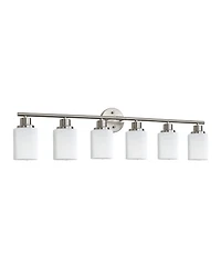 Busdays 39 Inch Modern 6 Light Vanity Wall Sconce Brushed with Frosted Glass Shades for Bathroom or Hallway Lighting No Bulbs