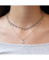 The Lovery Beaded Cz Dangle Necklace Sterling Silver