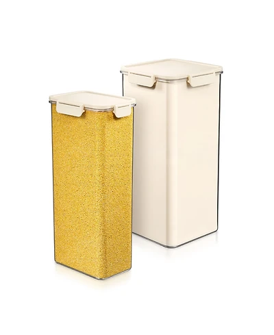 Sorbus 2 Piece Narrow and Square Tall Airtight Food Storage Container – Clear Stackable Canister for Pantry, Rice, Pasta, Cereal and Snacks