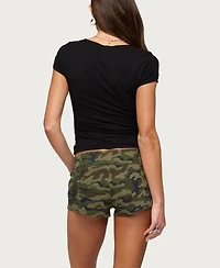Edikted Women's Kendra Hook and Eye Henley Top