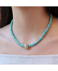 The Lovery Turquoise Bead Rondel Necklace 18K Gold Plated Over Brass