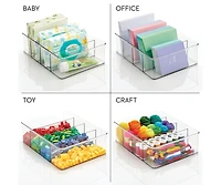 iDesign 4-Section Storage Bin for Pantry or Kitchen Cabinets, Clear