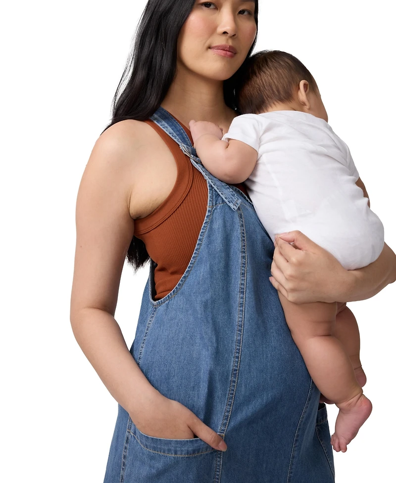 Ingrid + Isabel Maternity Soft Denim Overall Jumpsuits