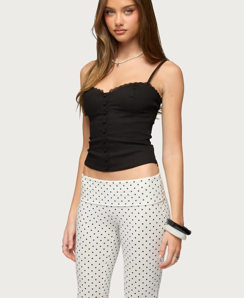 Edikted Women's Helenna Button Front Lace Up Top