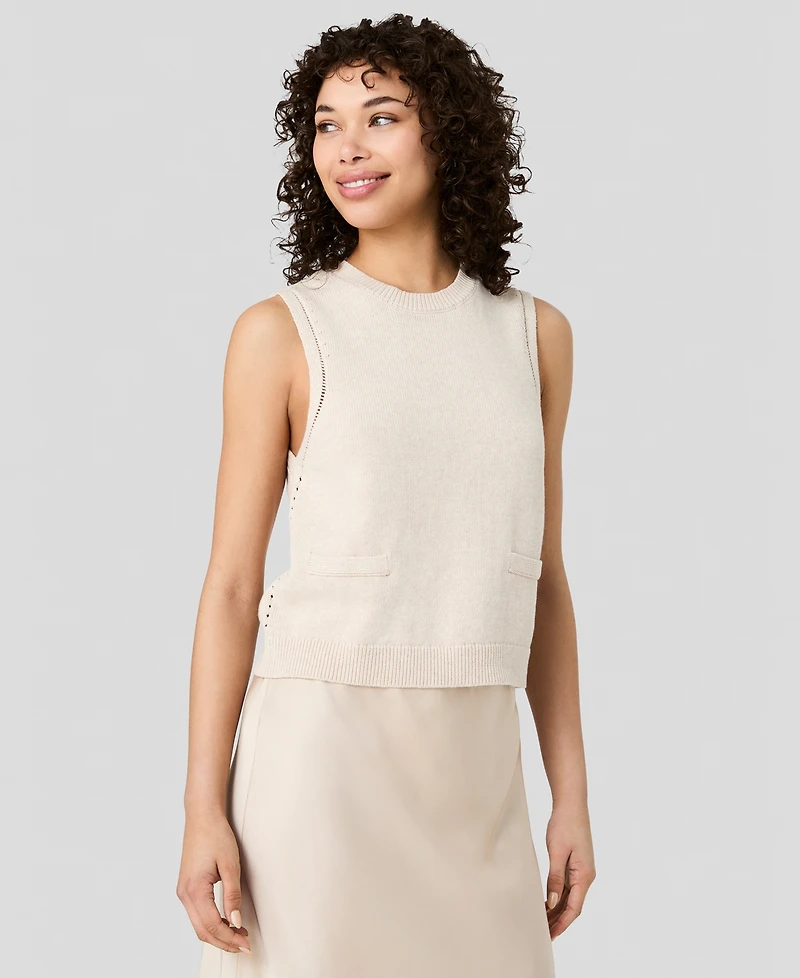French Connection Women's Mozart Crewneck Sleeveless Knit Top