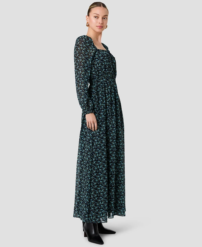 French Connection Women's Marina Square Neck Long-Sleeve Maxi Dress