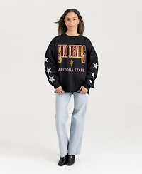 Gameday Couture Women's Black Arizona State Sun Devils Pure Victory Relaxed Rhinestone Pullover Sweatshirt