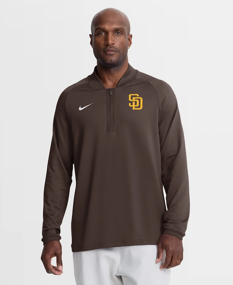 Nike Men's Brown San Diego Padres Authentic Collection Dri-fit Raglan Half-Zip Pullover Sweatshirt