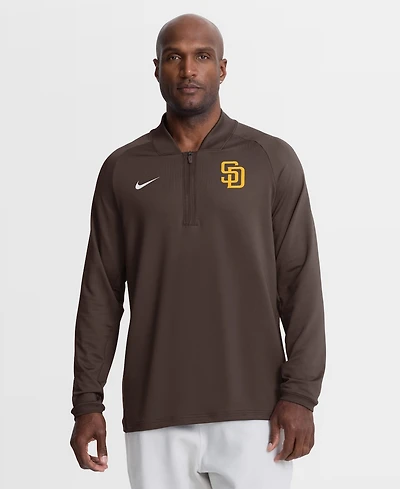 Nike Men's Brown San Diego Padres Authentic Collection Dri-fit Raglan Half-Zip Pullover Sweatshirt