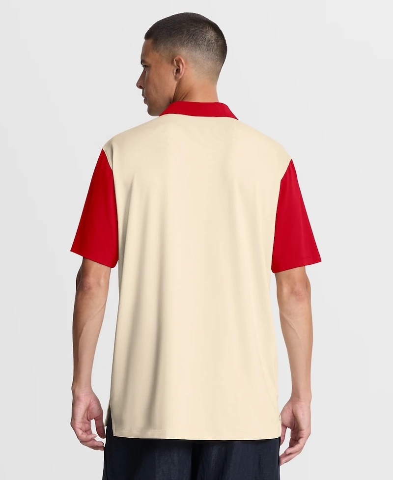 Nike Men's Natural/Scarlet Ohio State Buckeyes Vapor Primary Logo Dri-fit Polo Shirt