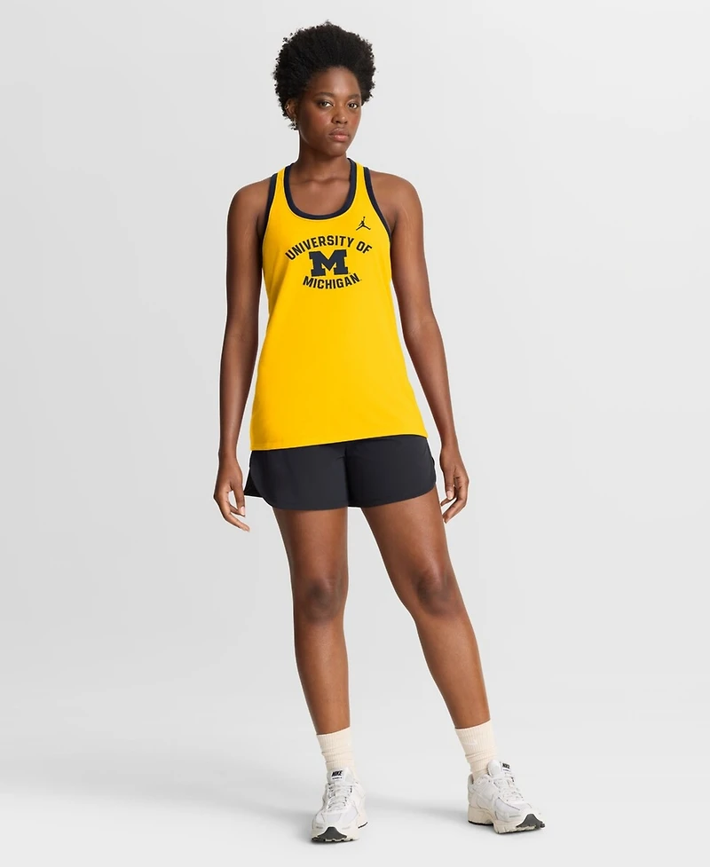 Jordan Women's Maize Michigan Wolverines Uni Name Tri-Blend Dri-fit Racerback Tank Top