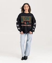 Gameday Couture Women's Black Miami Hurricanes Pure Victory Relaxed Rhinestone Pullover Sweatshirt