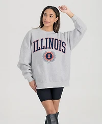 Gameday Couture Women's Ash Illinois Fighting Illini Oversized Tradition Refined Premium Fleece Sweatshirt