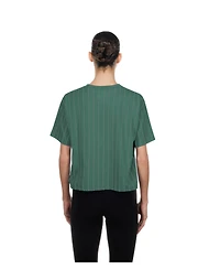 New Era Women's Green Boston Red Sox City Connect Throwback Meshback Pinstripe Boxy T-Shirt