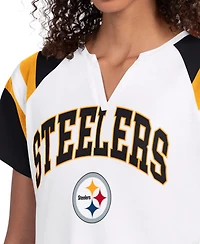 Starter Women's White Pittsburgh Steelers Game On Notch Neck T-Shirt