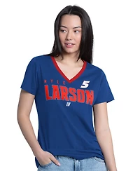 G-iii 4Her by Carl Banks Women's Blue Kyle Larson Best Team V-Neck T-Shirt