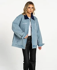 The Wild Collective Women's Denim New York Yankees Full-Zip Mechanic Jacket