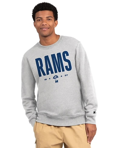 Starter Men's Ash Los Angeles Rams Port Co Sweatshirt