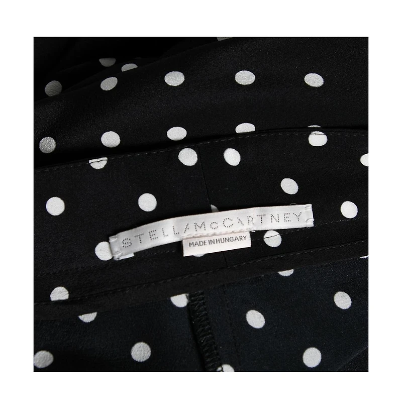 Pre-Owned Stella Mccartney Women's Monochrome Polka Dotted Silk Wide Leg Pants