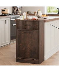 gaomon Fluted Trash Can Cabinet, Hidden Garbage Bin, for Kitchen, Dining or Living Room