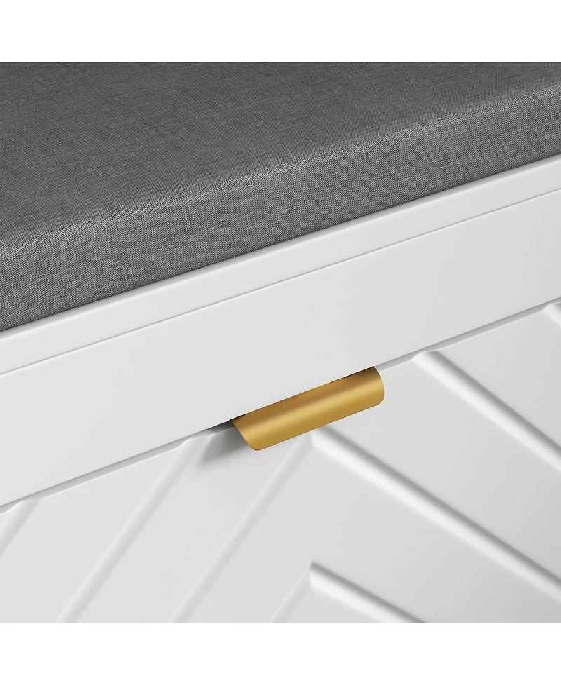 Homcom Shoe Bench with 2 Flip Drawers, Cushion, 8 Pairs for Entryway, White