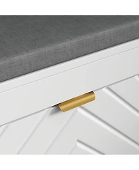 Homcom Shoe Bench with 2 Flip Drawers, Cushion, 8 Pairs for Entryway, White